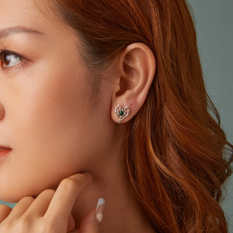 (image for) PANDORA Style Heart-Shaped Spider Web Earrings - SCE1797 - View 10