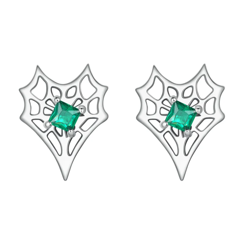 (image for) PANDORA Style Heart-Shaped Spider Web Earrings - SCE1797 - Product Image