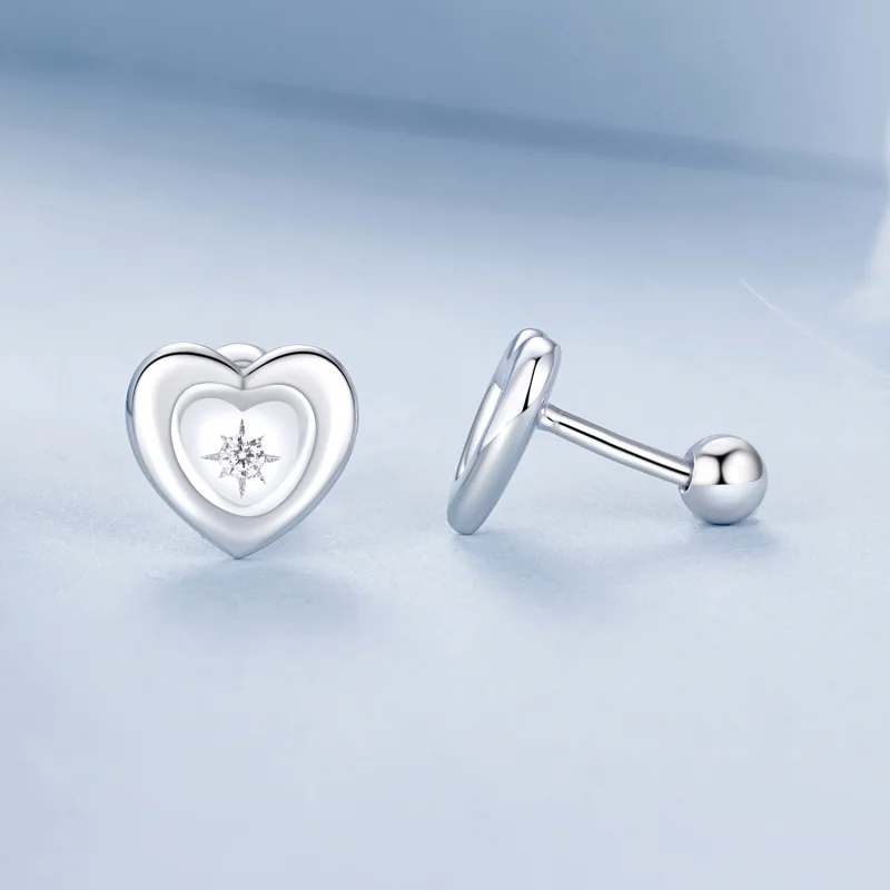 (image for) PANDORA Style Heart Starburst Earrings - BSE1045 - View 4