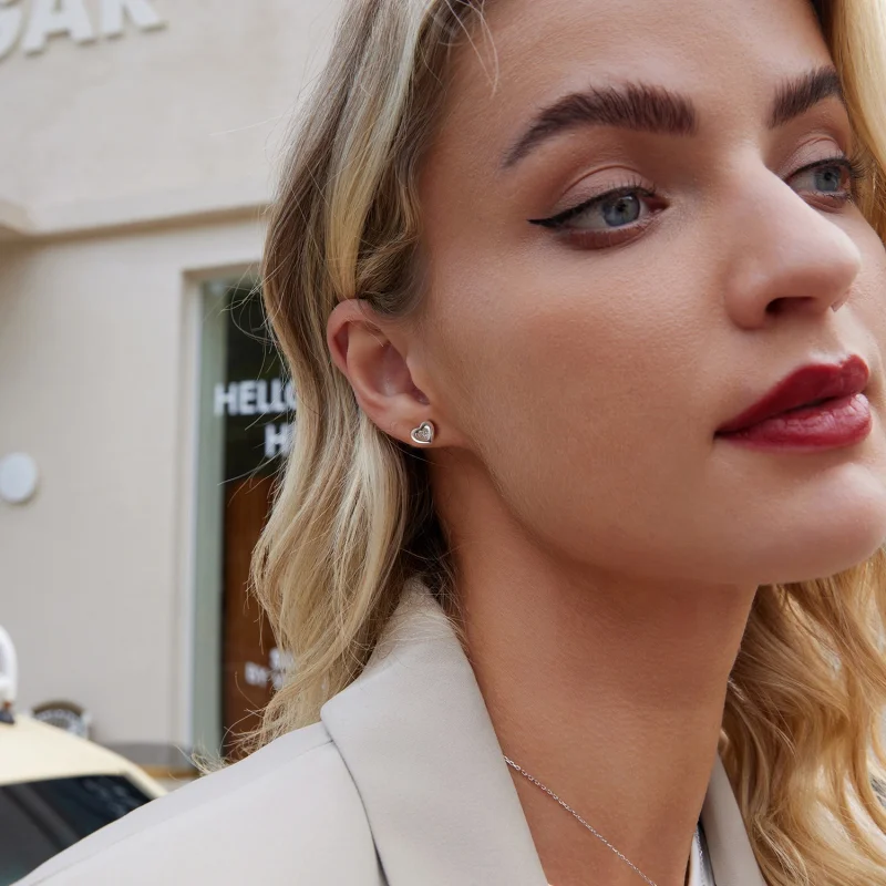 (image for) PANDORA Style Heart Starburst Earrings - BSE1045 - View 8