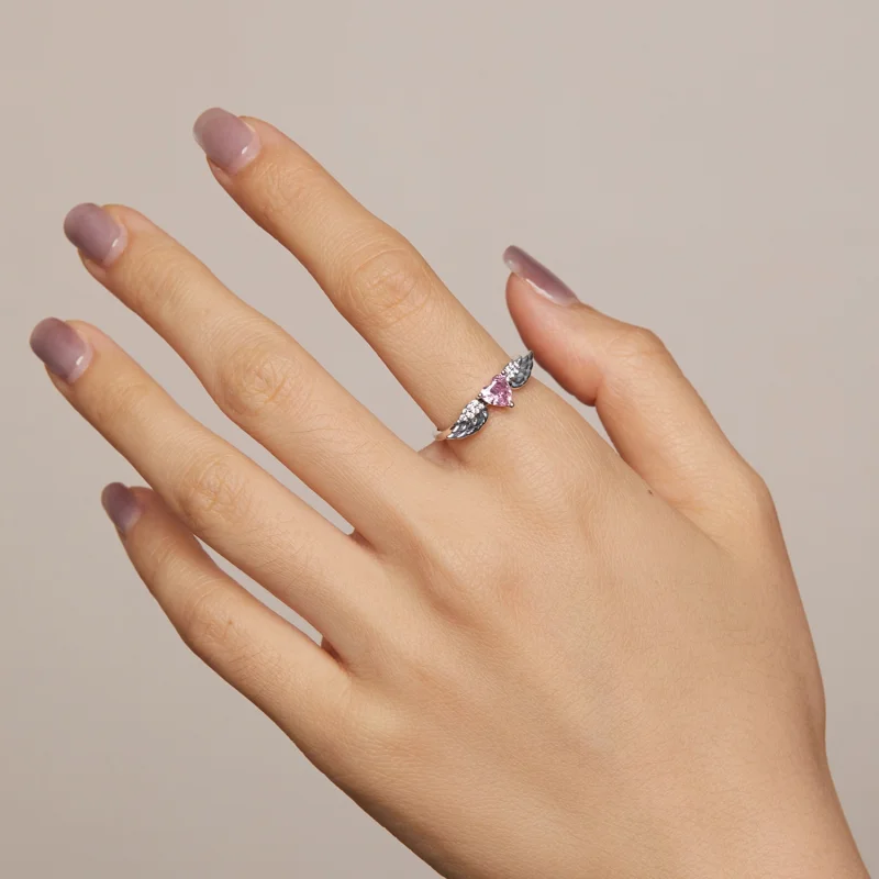 (image for) Pandora Style Heart Wing Ring - SCR874 - View 3