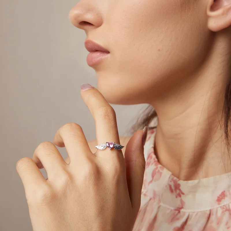 (image for) Pandora Style Heart Wing Ring - SCR874 - View 4