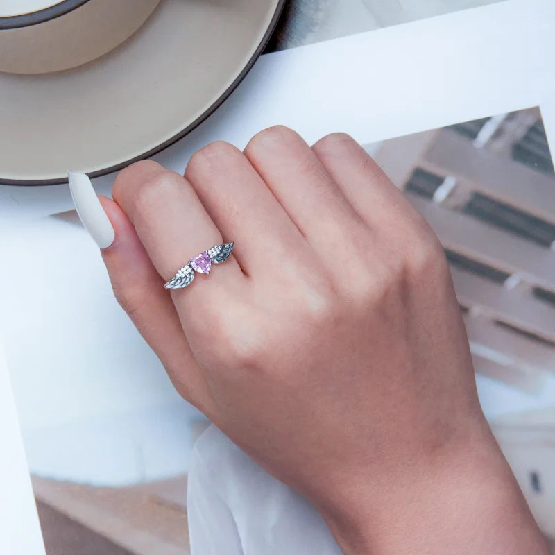 (image for) Pandora Style Heart Wing Ring - SCR874 - View 7