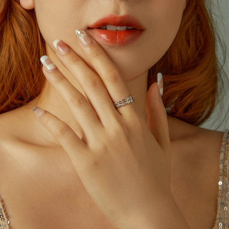 (image for) Pandora Style Leaf Ring - BSR600 - View 3