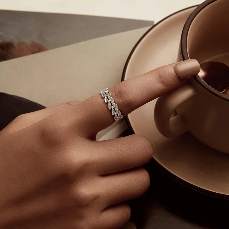 (image for) Pandora Style Leaf Ring - BSR600 - View 6