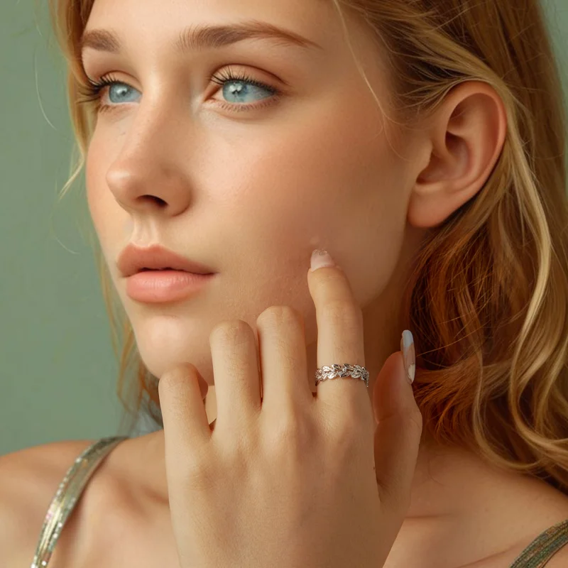 (image for) Pandora Style Leaf Ring - BSR600 - View 8