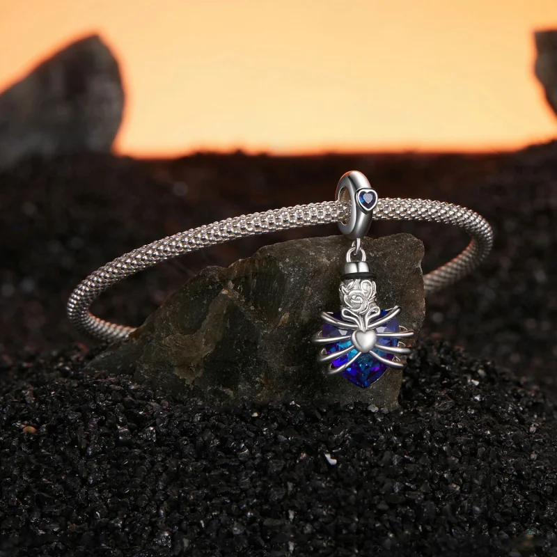 (image for) PANDORA Style Memorial Rose Blue Heart Dangle - BSC1058-BU - View 3