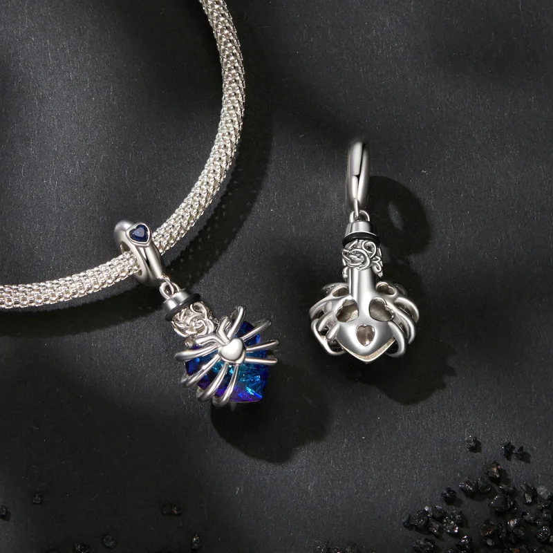 (image for) PANDORA Style Memorial Rose Blue Heart Dangle - BSC1058-BU - View 4