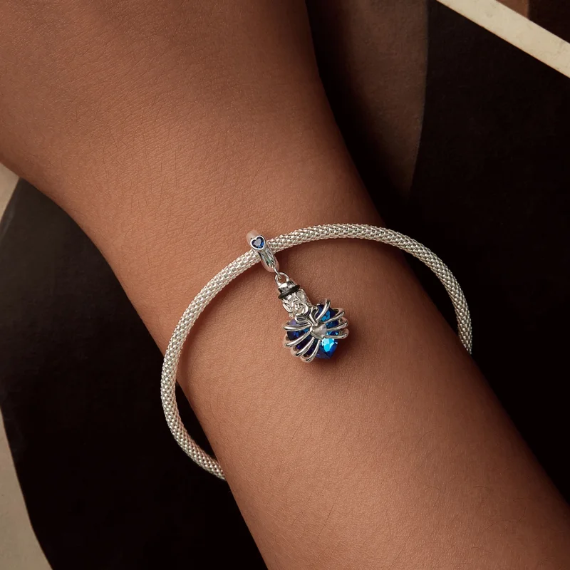 (image for) PANDORA Style Memorial Rose Blue Heart Dangle - BSC1058-BU - View 5