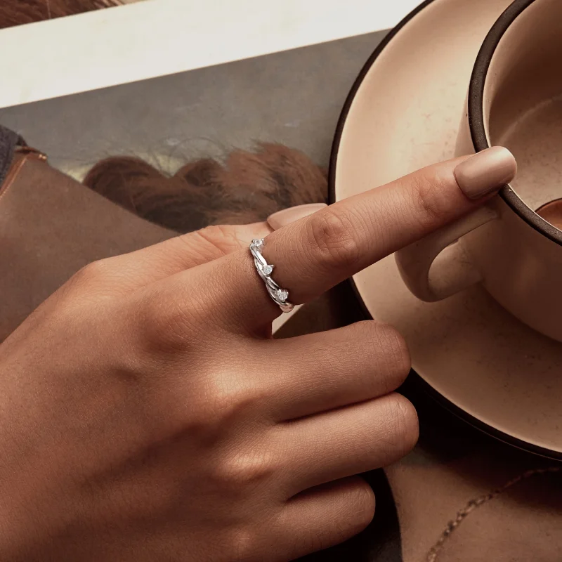 (image for) Pandora Style Minimalist Knotted Bead Ring - BSR586 - View 6