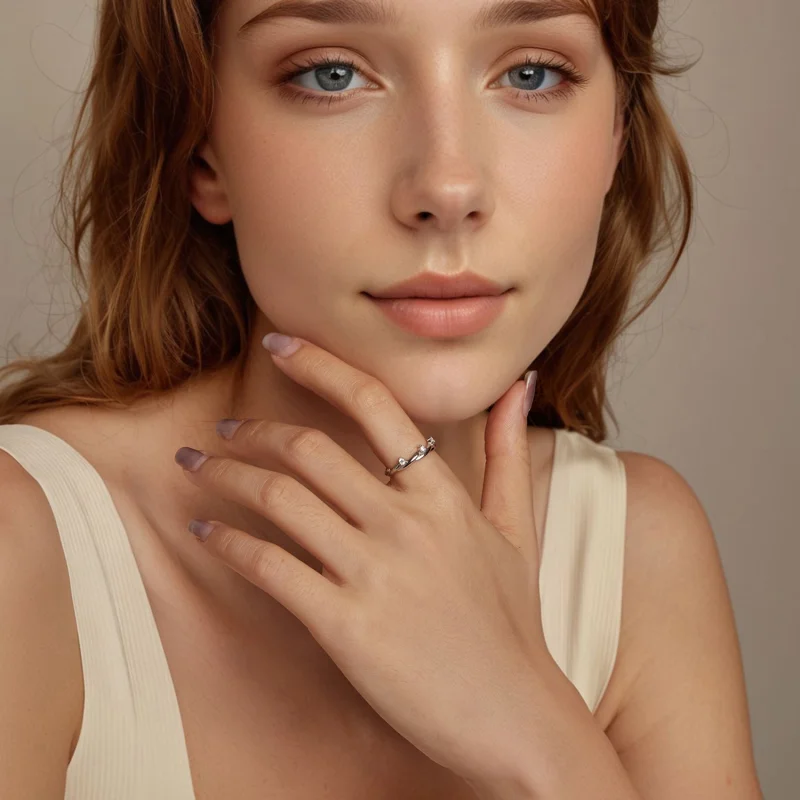 (image for) Pandora Style Minimalist Knotted Bead Ring - BSR586 - View 8