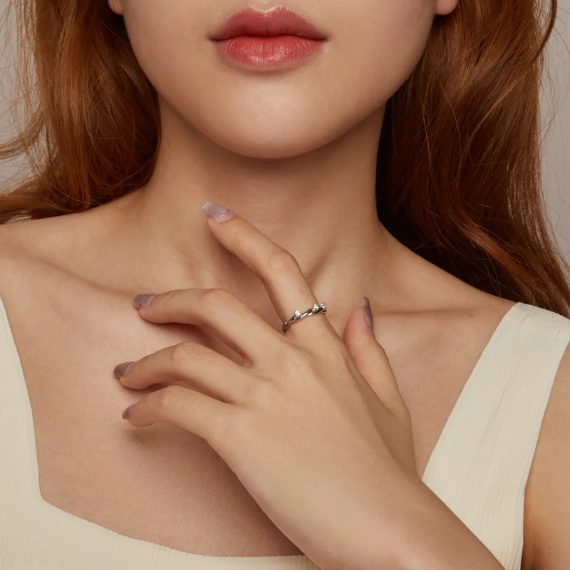 (image for) Pandora Style Minimalist Knotted Bead Ring - BSR586 - View 10