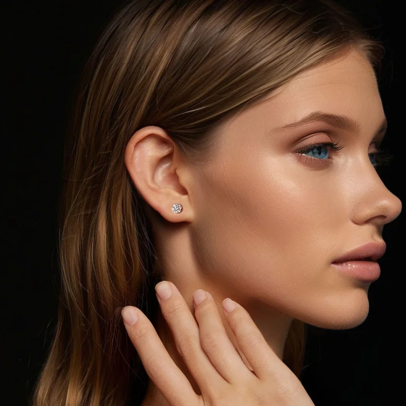 (image for) PANDORA Style Moissanite earrings (with one certificate) - MSE059 - View 8