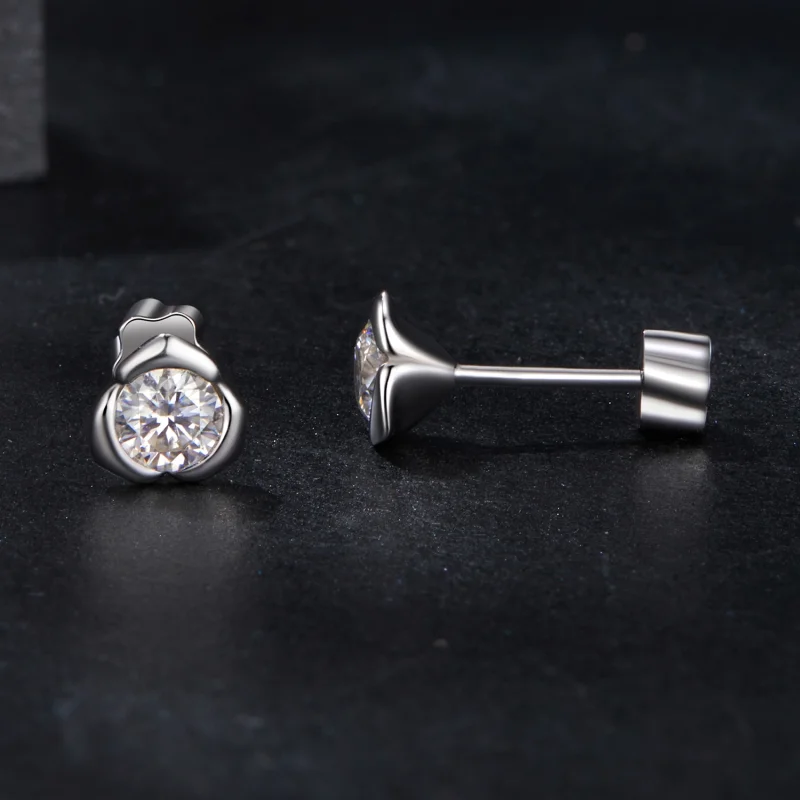(image for) PANDORA Style Moissanite Rose Earrings (with one certificate) - MSE071 - View 4