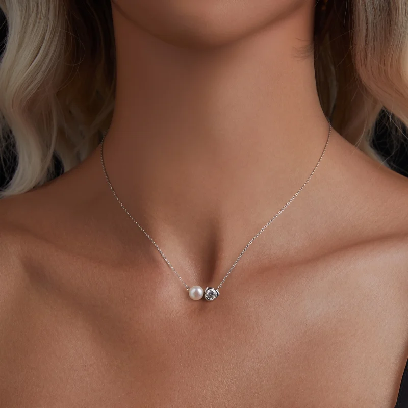 (image for) PANDORA Style Moissanite Rose Necklace (with one certificate) - MSN040 - View 4