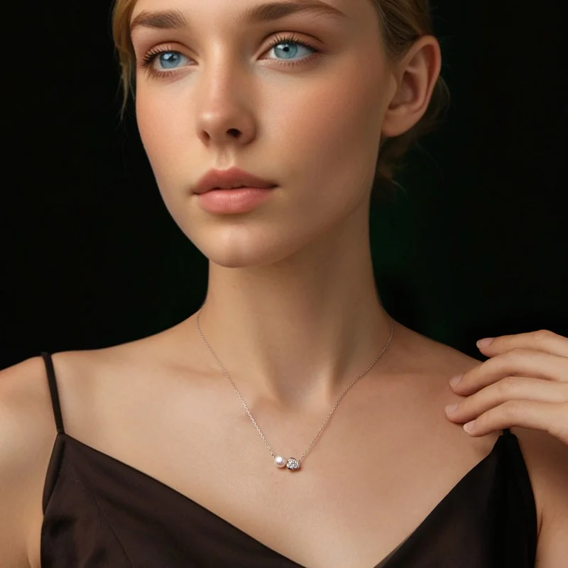 (image for) PANDORA Style Moissanite Rose Necklace (with one certificate) - MSN040 - View 5