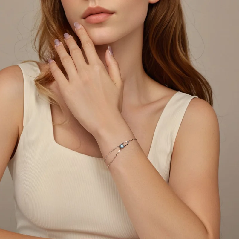 (image for) PANDORA Style Natural Aquamarine Bracelet - BSB191 - View 7