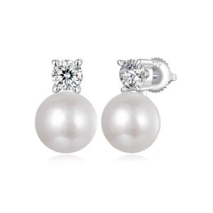 (image for) PANDORA Style Natural pearl 0.5ct moissanite earrings - MSE042-L
