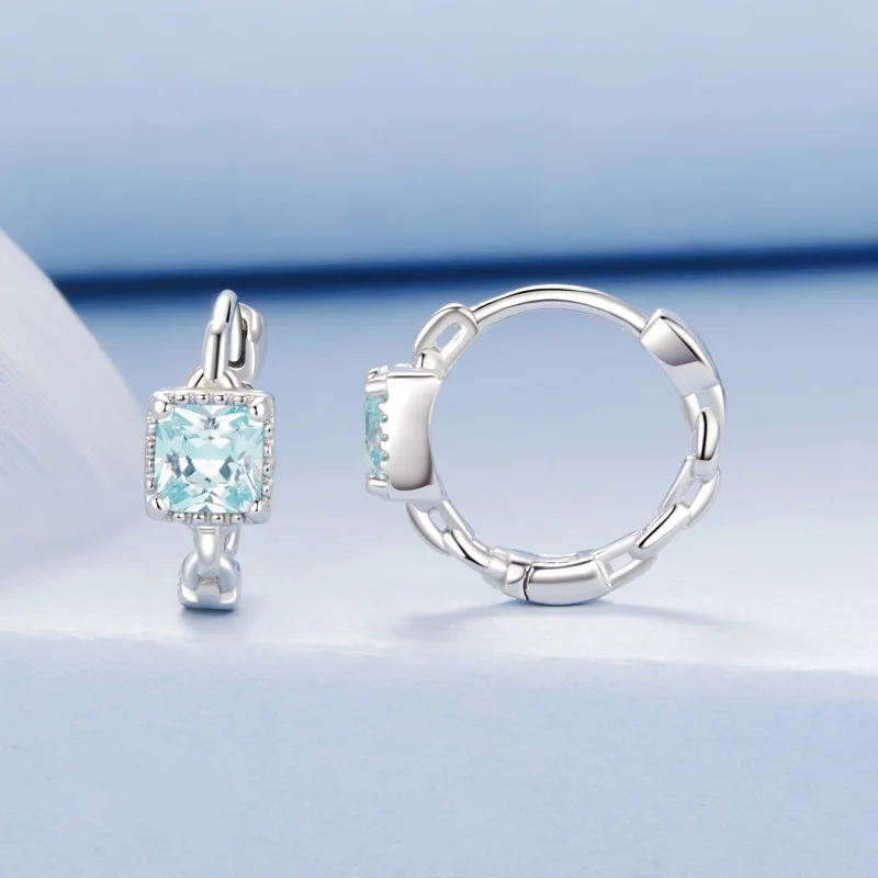 (image for) PANDORA Style Navy Princess Square Earrings - BSE1100 - View 2