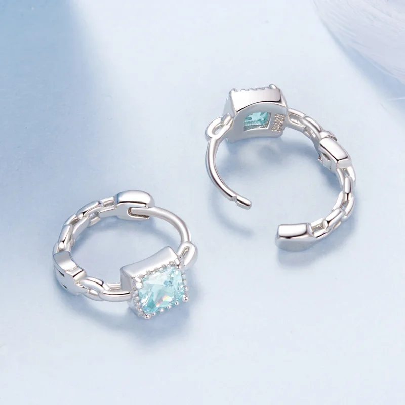 (image for) PANDORA Style Navy Princess Square Earrings - BSE1100 - View 3