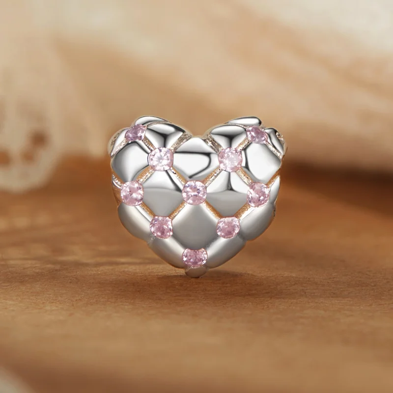 (image for) PANDORA Style Pink diamond heart beads - BSC1054 - View 2