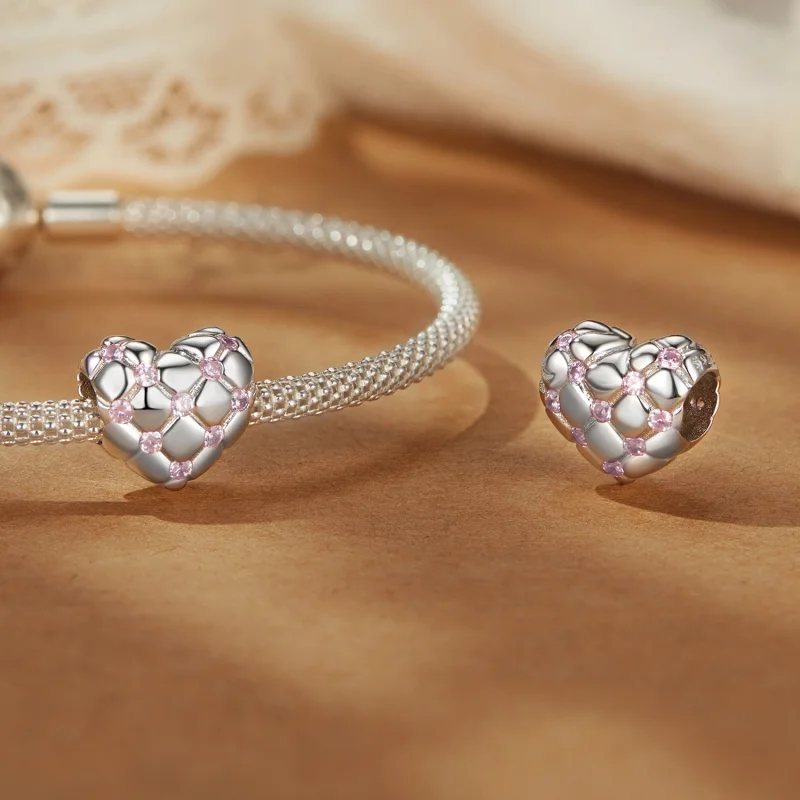 (image for) PANDORA Style Pink diamond heart beads - BSC1054 - View 4