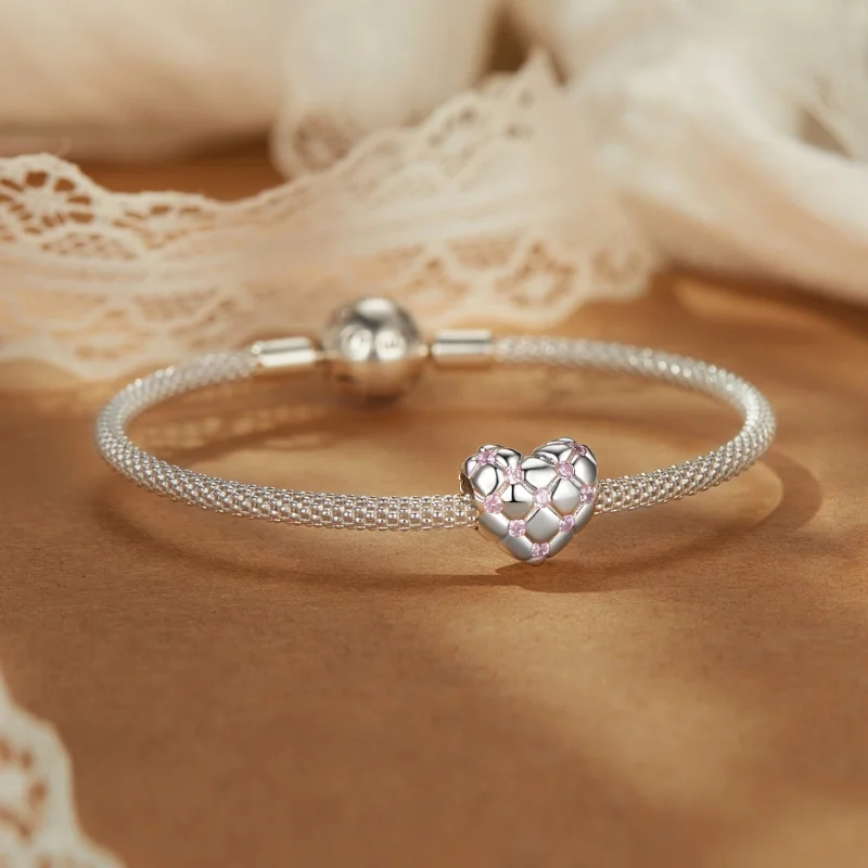 (image for) PANDORA Style Pink diamond heart beads - BSC1054 - View 5