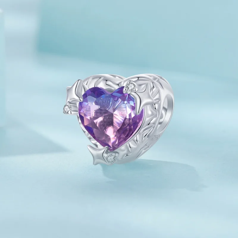 (image for) PANDORA Style Purple pink gradient heart Charm - SCC2824 - View 2