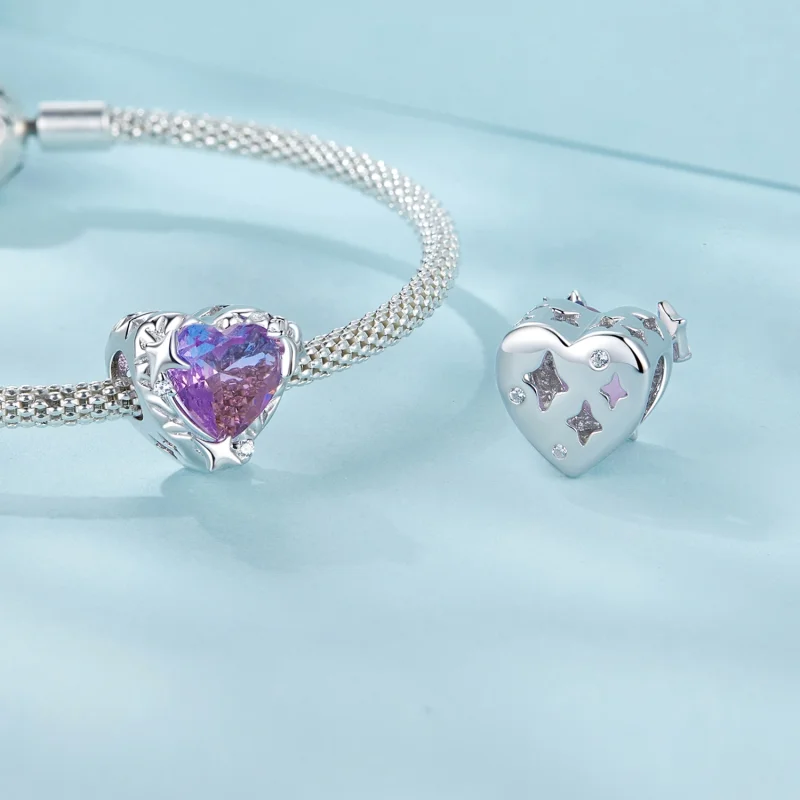 (image for) PANDORA Style Purple pink gradient heart Charm - SCC2824 - View 4