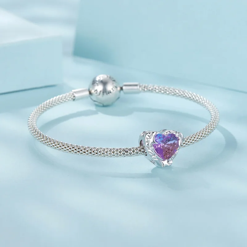 (image for) PANDORA Style Purple pink gradient heart Charm - SCC2824 - View 5