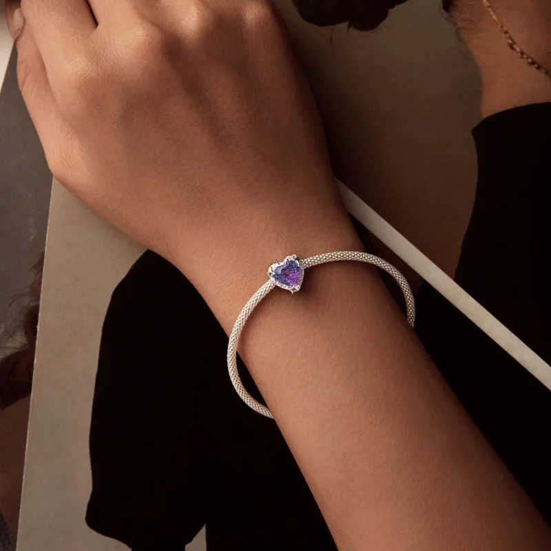 (image for) PANDORA Style Purple pink gradient heart Charm - SCC2824 - View 6