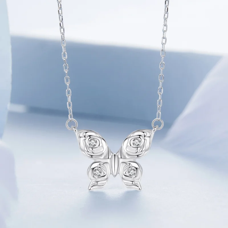 (image for) PANDORA Style Rose Butterfly Necklace - BSN396 - View 3