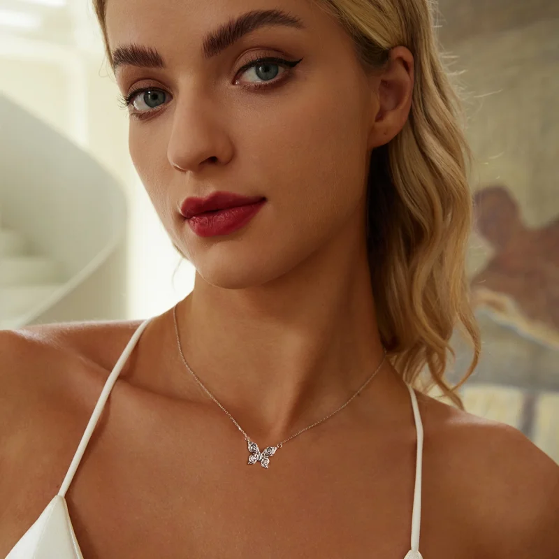 (image for) PANDORA Style Rose Butterfly Necklace - BSN396 - View 6