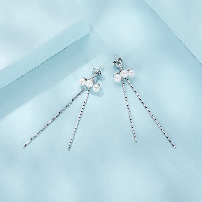 (image for) PANDORA Style Shell Pearl Tassel Earrings - SCE1777 - View 4