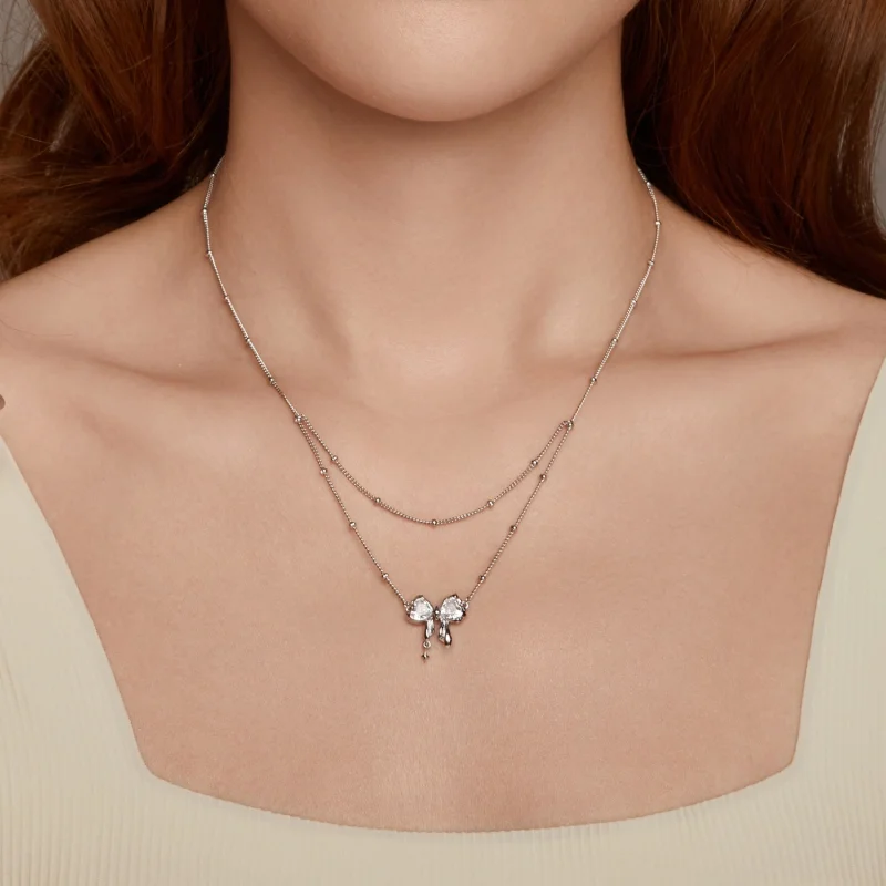 (image for) PANDORA Style Shining Bow Necklace Chain - BSN398 - View 7