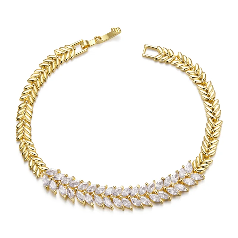 (image for) Pandora Style Shining Leaf Chain Bracelet - YIB067-B - Product Image