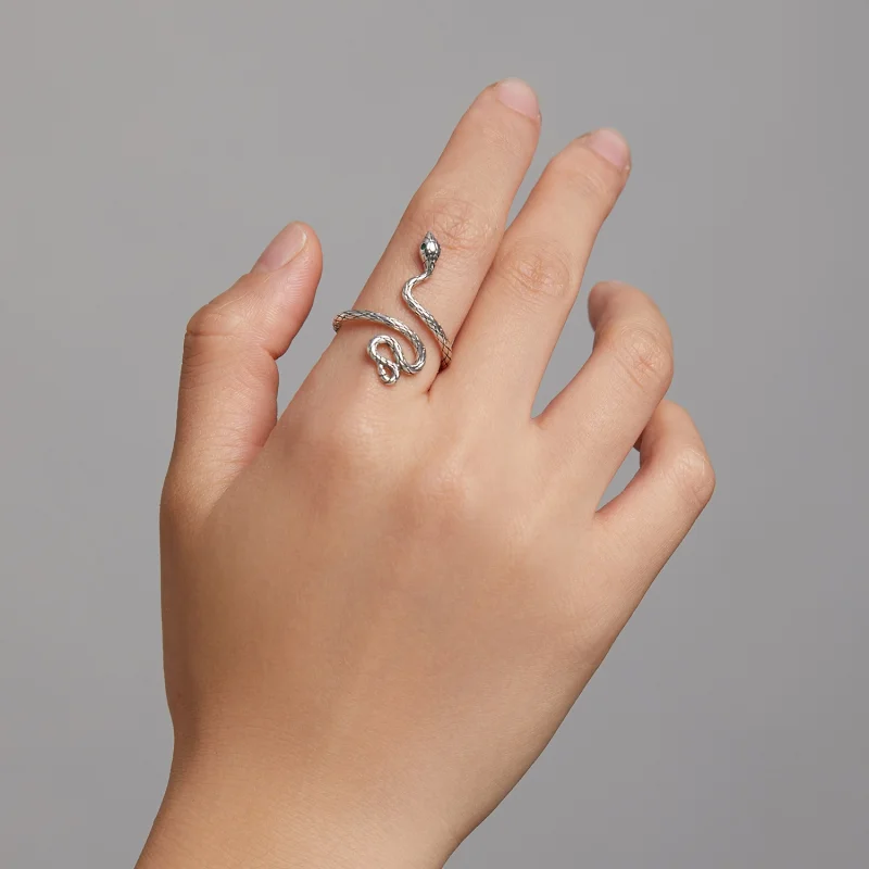 (image for) PANDORA Style Silver Snake Open Ring - BSR199 - View 8
