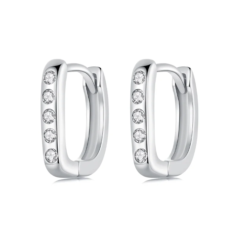 (image for) PANDORA Style Simple D-shaped earrings - BSE1084-WH - Product Image