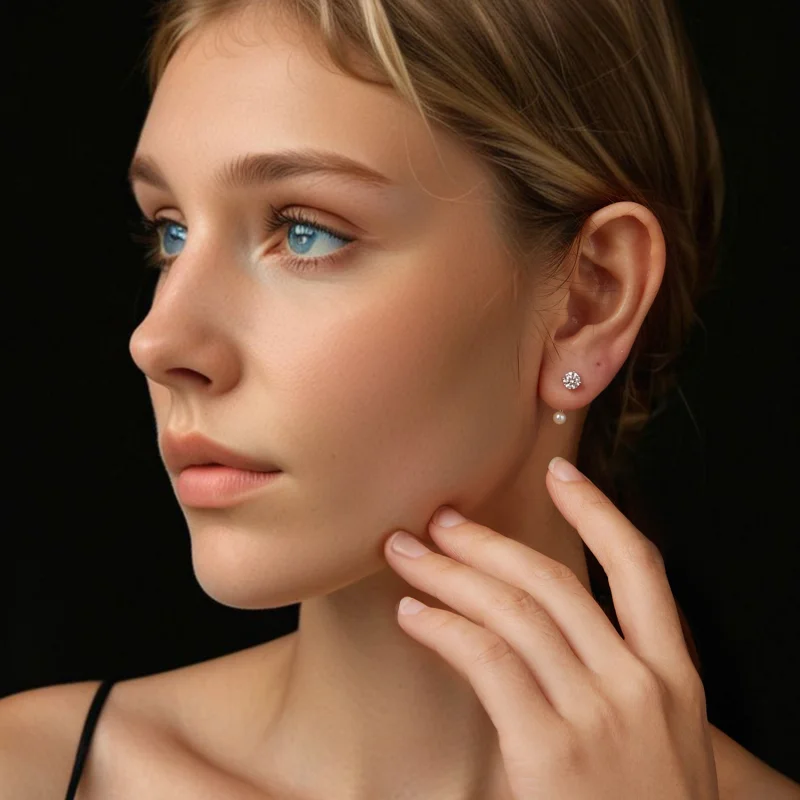 (image for) PANDORA Style Simple front and back earrings (two certificates) - MSE068 - View 7