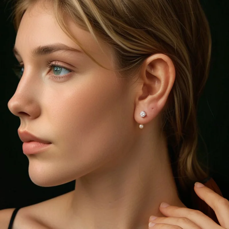 (image for) PANDORA Style Simple front and back earrings (two certificates) - MSE068 - View 8