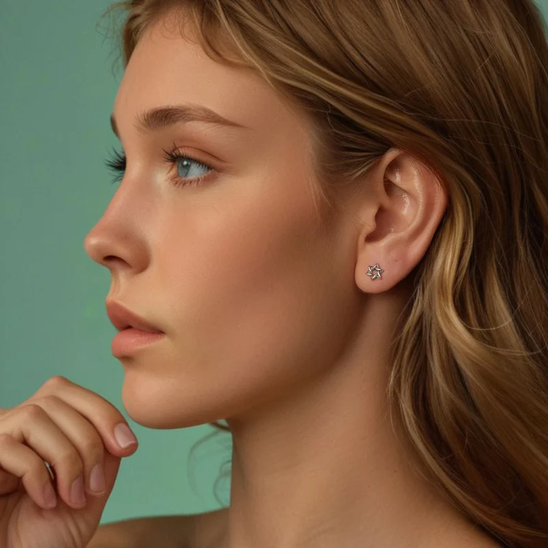 (image for) PANDORA Style Six-pointed star earrings - SCE1809 - View 8