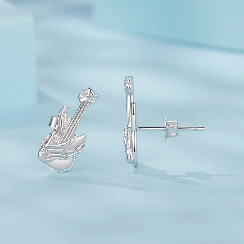 (image for) PANDORA Style Skeleton Hand Bass Earrings - SCE1806 - View 4