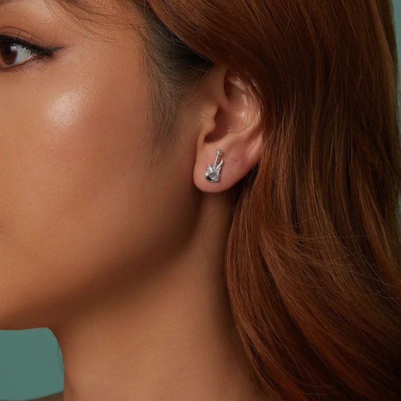 (image for) PANDORA Style Skeleton Hand Bass Earrings - SCE1806 - View 9