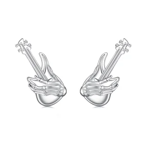 (image for) PANDORA Style Skeleton Hand Bass Earrings - SCE1806