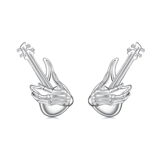 (image for) PANDORA Style Skeleton Hand Bass Earrings - SCE1806
