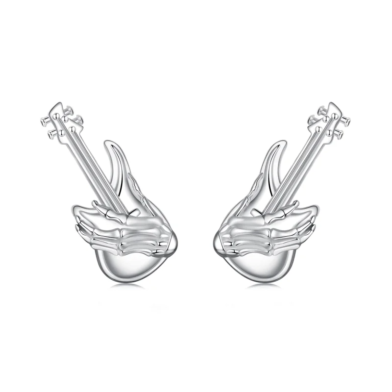 (image for) PANDORA Style Skeleton Hand Bass Earrings - SCE1806 - Product Image