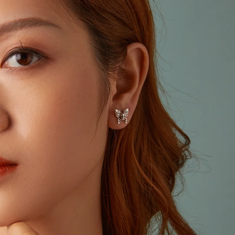 (image for) PANDORA Style Skull Butterfly Earrings - SCE1798 - View 9