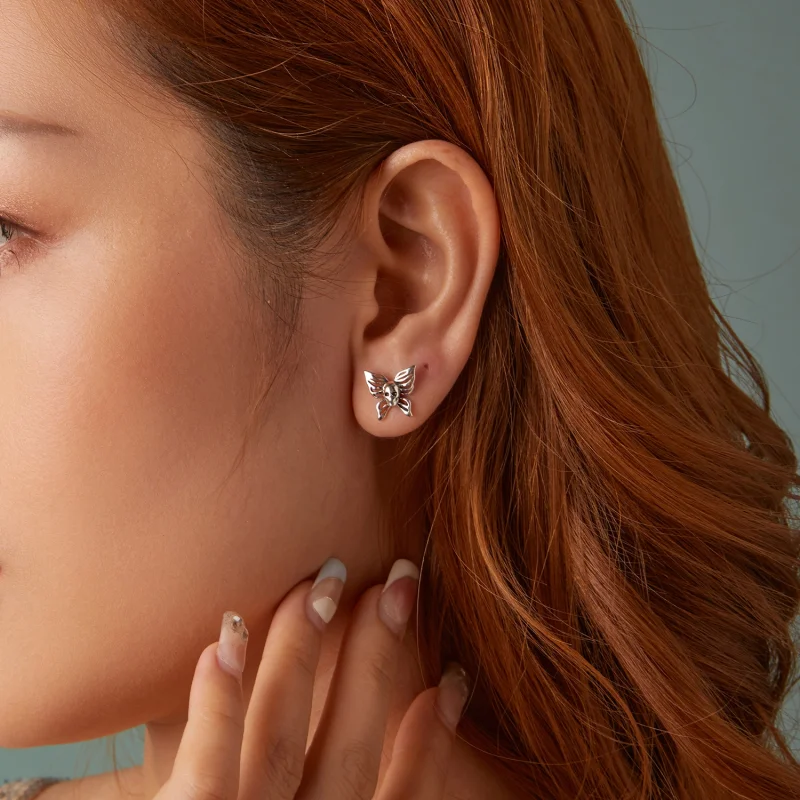 (image for) PANDORA Style Skull Butterfly Earrings - SCE1798 - View 10