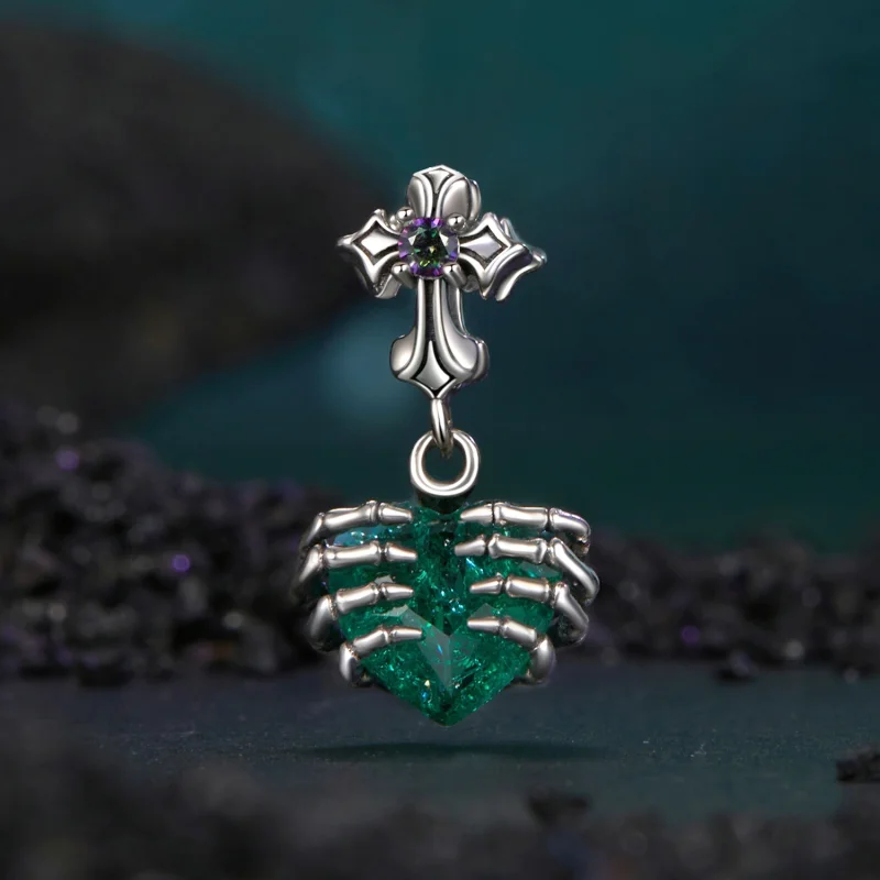 (image for) PANDORA Style Skull Heart Pendant - BSC1061 - View 2