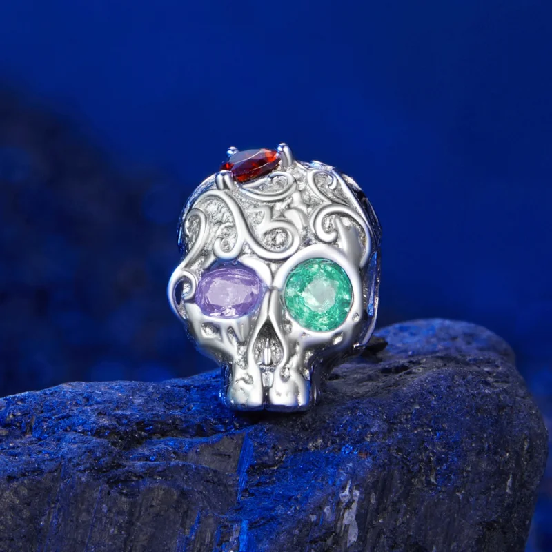 (image for) PANDORA Style Skull with floral pattern Charm - SCC2893 - View 2